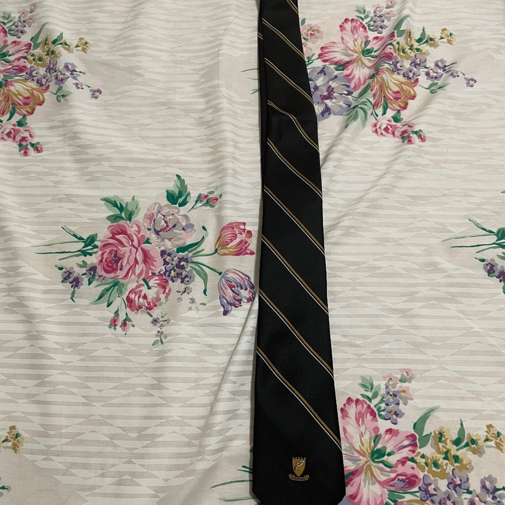 LBrown and White Striped Vanderbilt Tie